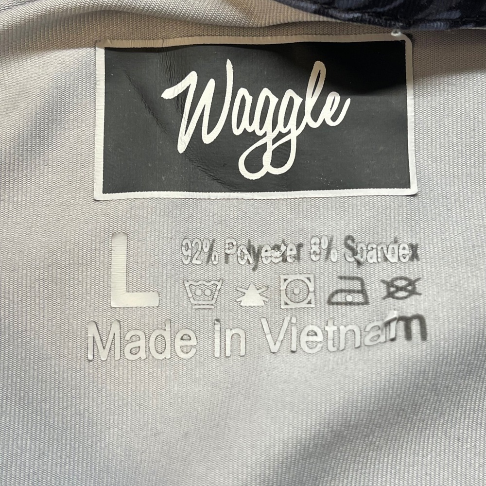 Waggle "Tropic Twilight"Mens Golf Polo Shirt Large Grey Floral Performance - Picture 4 of 9